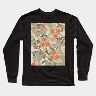 red & pink flower pattern Long Sleeve T-Shirt